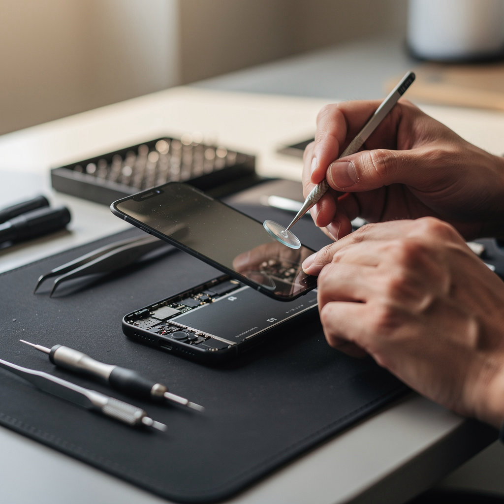 PHONE KARMA technician performing expert iPhone screen repair in San Diego