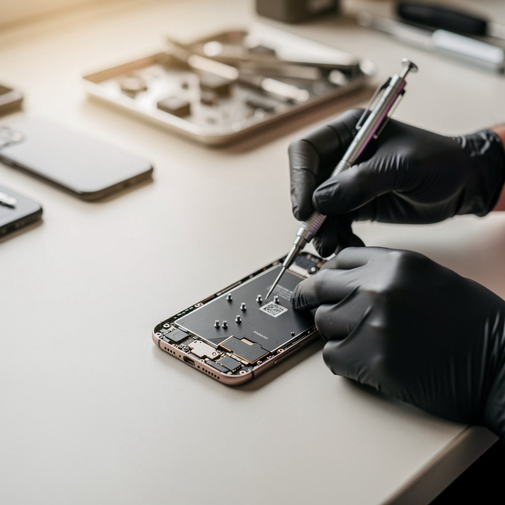PHONE KARMA expert technician performing iPhone screen repair in San Diego